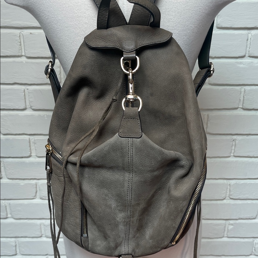Rebecca Minkoff Gray Suede Backpack with Gold Hardware